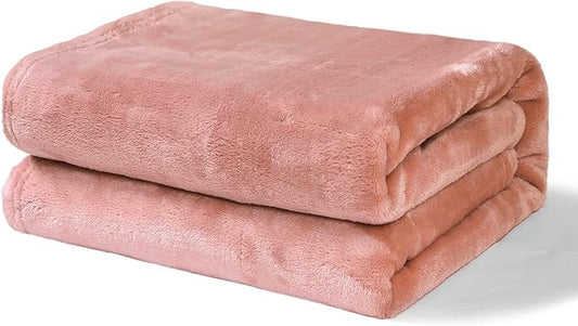 Exclusivo Mezcla Fleece Throw Blanket for Couch, Super Soft and Warm Blankets, Dusty Pink Throw All Season Use, Cozy, Plush, Lightweight, 40x50 Inches