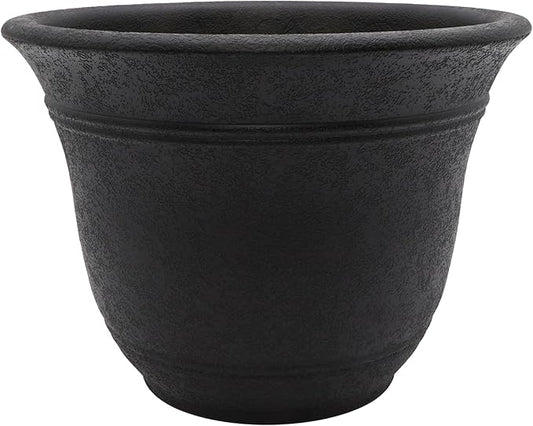 The HC Companies Sierra Round Self-Watering Pot - Lightweight Plastic Planter for Herbs & More - Durable Plant Pots for Indoor Plants & Outdoor Plants (10” Black Onyx, Pack of 1)