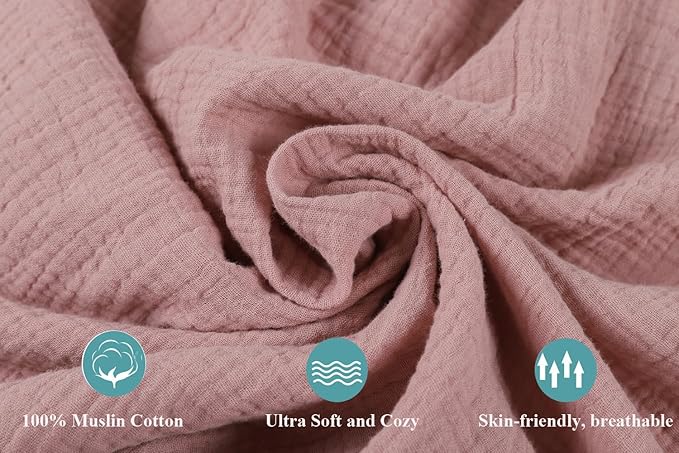 Muslin Travel Crib Fitted Sheets Compatible with Baby Bjorn, Guava Lotus Travel Crib and 24 x 42 Inch Travel Light Playard Mattress Snuggly Soft 100% Cotton Beige & Blush