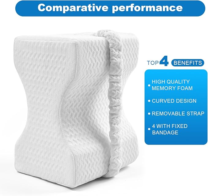 Knee Pillow，Knee Pillow for Side Sleepers，Leg Pillow，Side Sleeper Leg Pillow, Memory Foam Knee Pillow, Suitable for Leg, Back, Knee Pain, Improve Sleep Quality