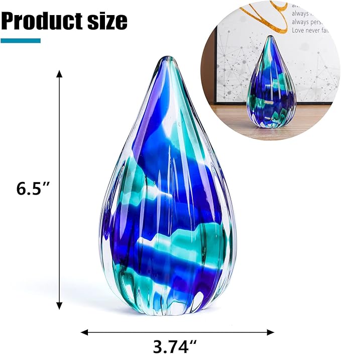 Hand-Blown Glass Sculpture - Murano-Style Glass Statue and Figurine - Wonderful Gift, Green-Blue