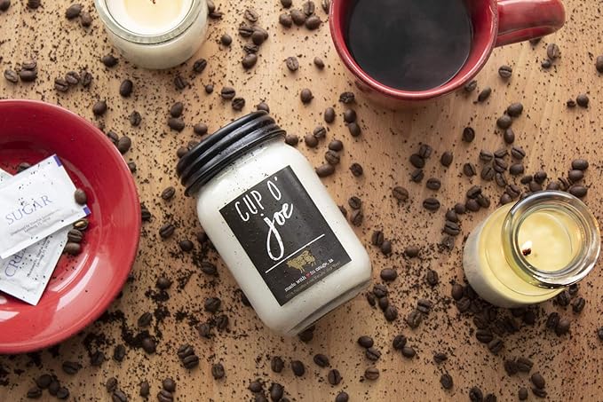 Milkhouse Candle Company - Cup O' Joe - 13oz Beeswax and Soy Candles - Farmhouse Collection - 100% Natural, Paraffin Free, with Premium Fragrance Oil, Glass Jars with Lids