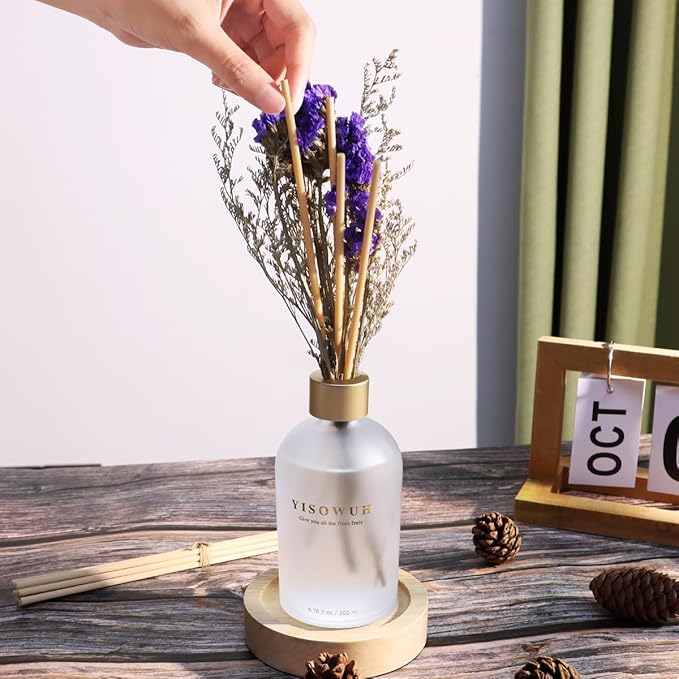Reed Diffuser - Lavender&Olive 6.76oz（200ml） 2 Packs Flower Essential Oil Reed Diffuser Set with 16 Sticks - Long Lasting Fragrance for Home Bedroom Bathroom Room Shelf Decor
