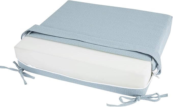 Patio Cushion Covers with Ties, 2 Pack, Outdoor Water Resistant Deep Seat Chair Cushion Slipcover 20x18x4 Inch for Garden Couch Sofa (Replacement Cover Only)-Frost Blue
