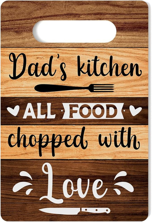 Farmhouse Kitchen Decor, Kitchen Signs Wall Decor, Dad's Kitchen All Food Chopped With Love Wood Sign, Fathers Day Thank You Gifts for Dad, Dads Birthday Gifts Ideas 8 x 12 Inch