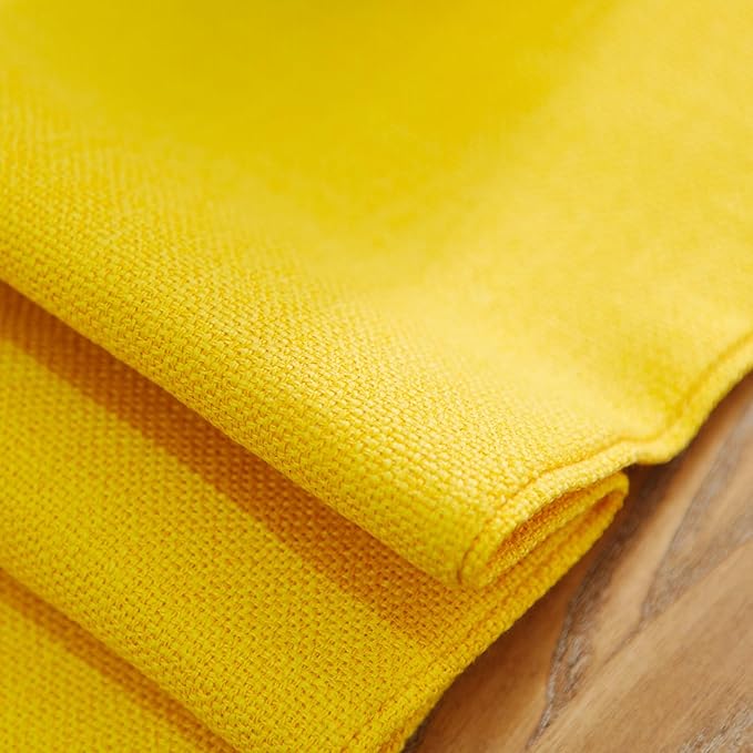 Set of 4 Handmade Round Placemat 15 Inch Soft Linen eco-Friendly Fabric Handcrafted Machine Washable Indoor & Outdoor Tablemat Yellow