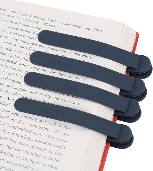 SMUK 4pcs Automatic Silicone Bookmarks for Book Lovers, Unique Book Page Markers for Reading Women Men, Creative Book Page Keeper Book Mark Book Reading Accessories