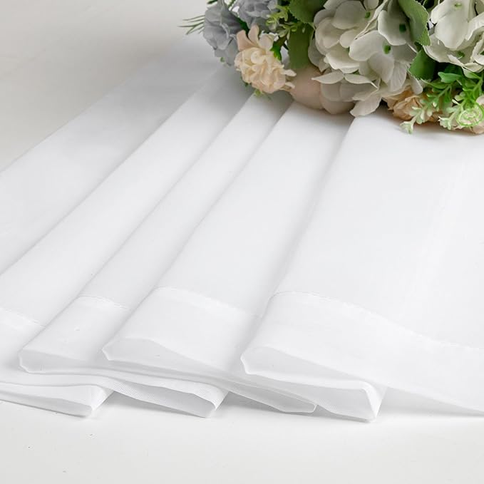 Aiyufneg White Sheer Valance for Window Curtains 24 Inch Length, Light Filtering Kitchen Valances, Small Voile Sheer Curtains for Living Room/Bathroom/Basement, Dual Rod Pocket, 2PCS, 40W x 24L Inch