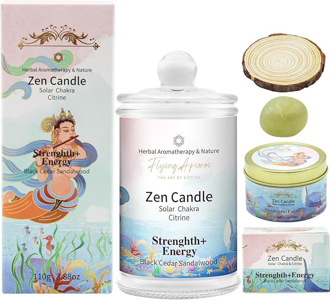 APSARAS Strength+Energy Scented Candles, Black Cedar+Sandalwood Aromatherapy Spring Candle Sets for Women Gift for Bathroom, Jar Non Toxic Soy Candles for Home Scented, 36 Hours Burn Time