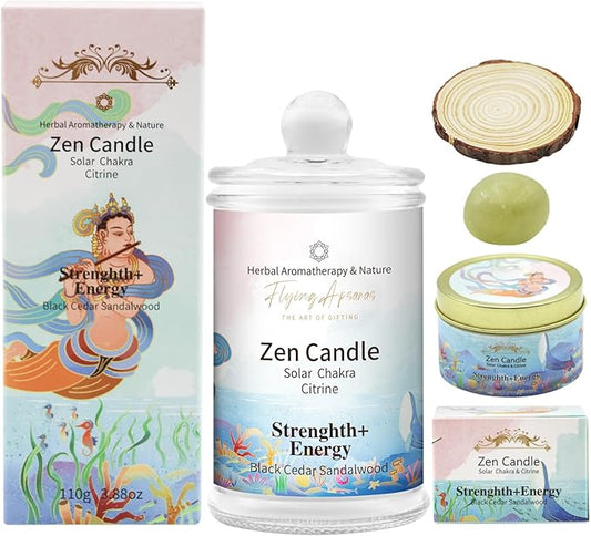 APSARAS Strength+Energy Scented Candles, Black Cedar+Sandalwood Aromatherapy Spring Candle Sets for Women Gift for Bathroom, Jar Non Toxic Soy Candles for Home Scented, 36 Hours Burn Time