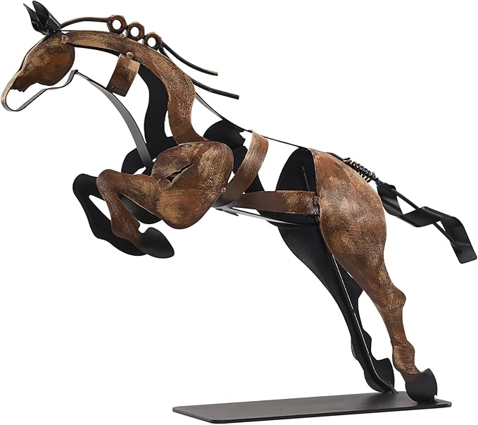Horse Statue, Unique Metal Art Handmade Sculpture for Home Decor, Rustic Decor, Gifts for Horse Lovers (Vintage Brown)