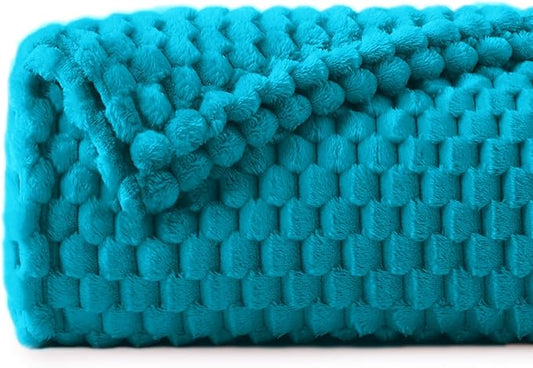 BEDELITE Fleece Throw Blanket for Couch & Bed - 3D Jacquard Decorative Jewel Blue Blanket, Super Soft and Cozy Warm Fuzzy Blanket All Seasons Suitable, 60x80Inches