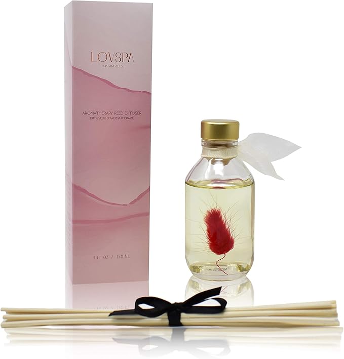 LOVSPA Palo Santo Reed Diffuser Sticks Made with Essential Oils, 4 Ounces, Real Botanicals in The Bottle, Made in The USA