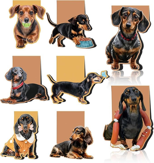 Dachshund Magnetic Bookmark Gifts - 8 Pcs Sausage Pet Dogs Magnetic Bookmarks Dog Book Mark Magnets Page Marker Clip Gift for Dachshund Lovers Students Teacher School Reading Book Marks