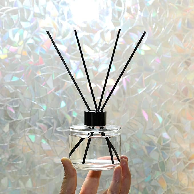 4PCS Fragrance Glass Diffuser Bottles, Refillable Diffuser Bottles with 20pcs Reeds Sticks & Black Caps & Funnel, Diffuser Jars for Home Oil Fragrance Decoration Girl Women Gift (150ML)