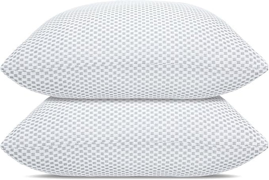Shredded Memory Foam Pillows, Standard Size Bed Pillows for Sleeping 2 Pack,Washable Removable Cover,Pillows Suitable for Stomach,Back and Side Sleepers.
