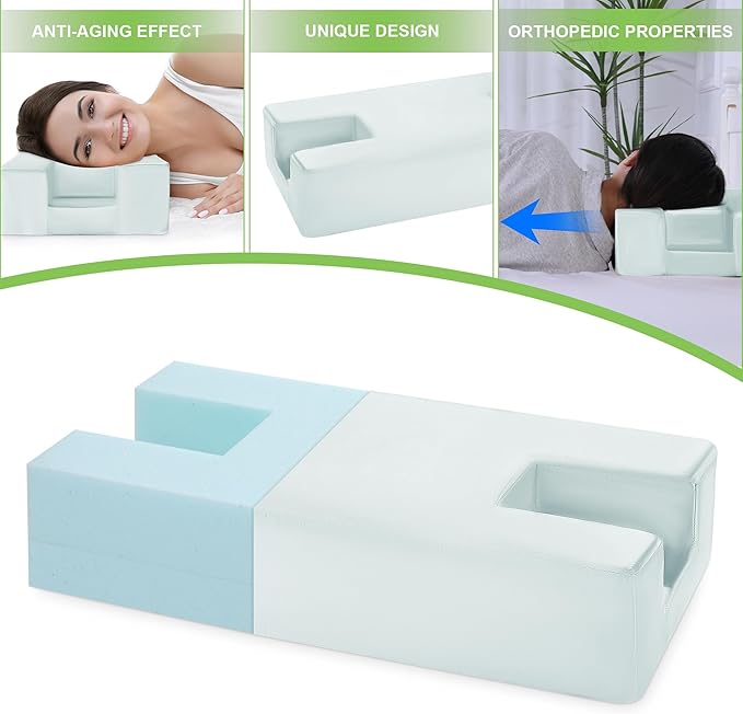 HOMBYS Beauty Pillow for Side Sleepers, Side Sleeper Pillows for Adults,Silky Smooth Satin Bed Pillow,White