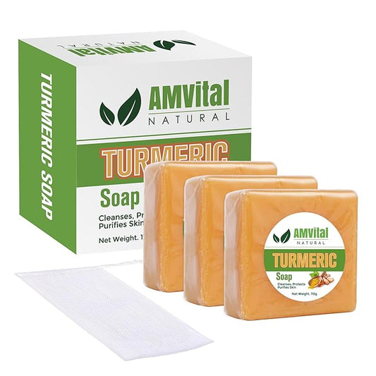 Turmeric Soap Bar for Face & Body - Natural Handmade Soap, Premium Turmeric Face Wash(Pack of 3)