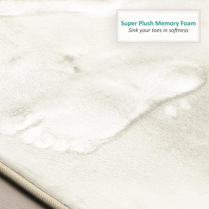 Clara Clark Bathroom Rugs, Velvet Memory Foam Bath Mat, Non-Slip Bath Rugs, Machine Wash, Dries Quickly, Ultra Soft Plush Bath Mats for Bathroom,
