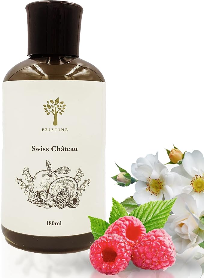 PRISTINE Swiss Château/Inspired by Hilton Hotel Reed Diffuser Refill with Free Reed Sticks | Fresh Rose, Tangerine, White Cedar Oil Diffuser Refills | Premium Hotel Lobby Reed Diffuser Oil Refill