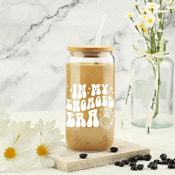 Engagement Gifts, In My Engaged Era Glass Cup, Future Bride Gift Ideas, Bridal Shower Gift for Her, Wedding Gifts for Best Friend - Newbride, Fiancée Present - Bride to Be Tumbler - Present for Her
