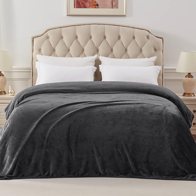 Exclusivo Mezcla Fleece Blanket Twin Size for Bed, Super Soft and Warm, All Season Use, Cozy, Plush, Lightweight, 60x80 Inches Dark Grey