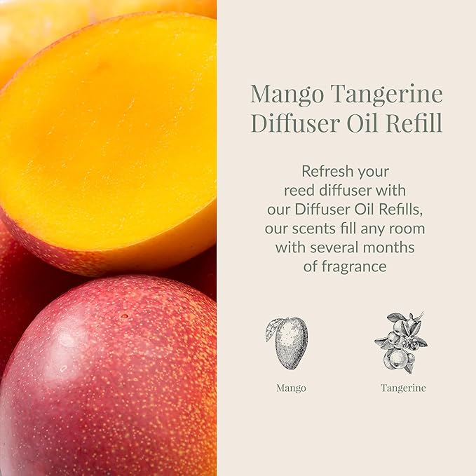 Archipelago Botanicals Mango Tangerine Reed Diffuser Oil Refill, Home Fragrance Oil for Diffuser, Long-Lasting Natural Home Fragrance, Diffuser Oil Scents, 7.85 Fl Oz