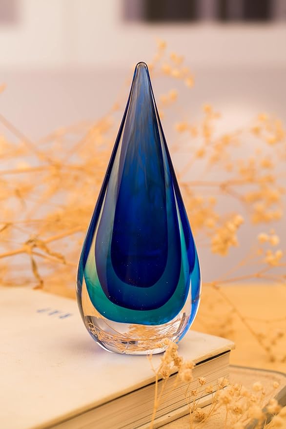 Hand-Blown Glass Decor - Murano-Style Glass Statue and Figurine, Blue