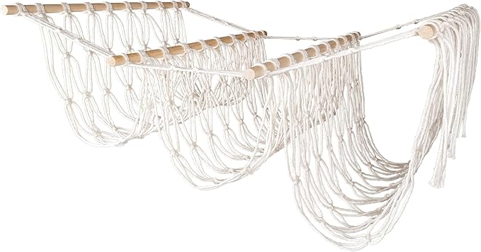 3 Tiers Plush Toy Organizer Hammock with Tassels, Stuffed Animals Net for Room Decor, Plushie Net Toy Hammock, Over the Door Organizer, Storage and Organization for Kid's, 3 Layers