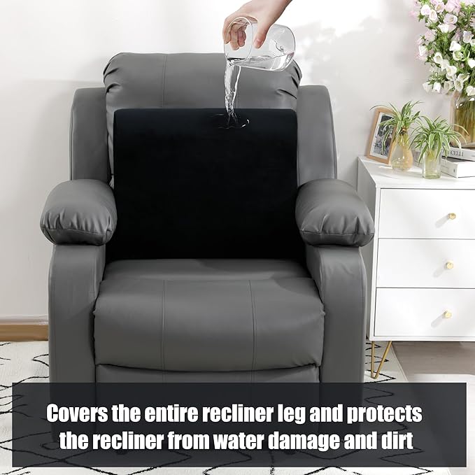 HOMBYS Extra Large Recliner Leg Pillow, Memory Foam Foot Rest Cushion Wave Shape Recliner Footrest Extender, Multi Purpose Back & Lumbar Support Pillow for Recliner, Bed, Sofa Couch, Black