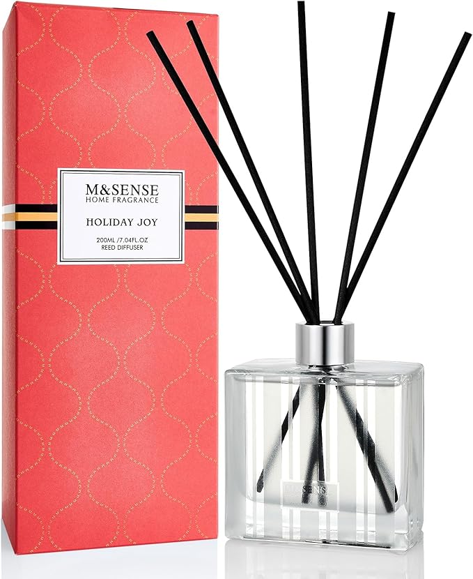 M&SENSE Citrus & Pine Scent Diffuser - 7.04oz Holiday Joy Reed Diffusers for Home, Scented Diffuser Gifts for Her, Home Fragrance Diffusers with Sticks for Bathroom Bedroom & Shelf Decor