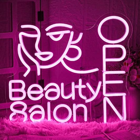 Beauty Salon Open Neon Sign Salon Neon Light Beauty Salon Led Light Open Neon Light Up Sign for Beauty Salon Nails Studio Hairdressing Shop Barber Shop Dressing Room Decoration