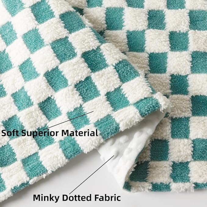 Soft Checkered Baby Blankets for Unisex Girls or Boys Breathable Gender Neutral Nursery Double Layer Blankets with Dotted Backing for Newborn Toddlers (30??X 40??