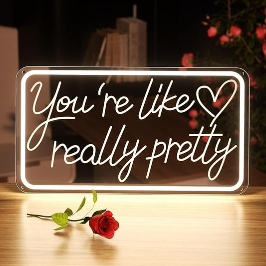 You'Re Like Really Pretty Neon Sign, Warm White Led Neon Signs for Wall Decor,You'Re Like Really Pretty Led Light Sign for Girls Room Vanity Bedroom Offices Decor Boutique Really Her Signs