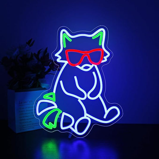 Neon Sign, HSJNJKFU Fox Neon Signs for Wall Decor LED Neon Light for Room Decor Cute Animal LED Light Neon Bar Sings for Man Cave USB Powered