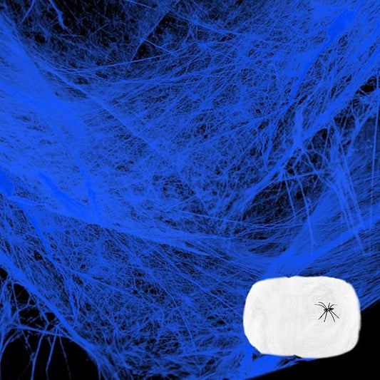 White with Blacklight Lamp,800 sqft Halloween Glow Spider Webs Indoor & Outdoor Spooky Spider Webbing with 37 Fake Spiders for Halloween Decorations