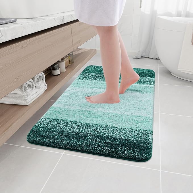 Arotive Microfiber Bathroom Rugs, Shaggy Soft and Absorbent Bath Rug, Non-Slip, Thick Plush Machine Washable Dry Bath Mats for Bathroom, Tub and Shower, 36x24, Dark Green