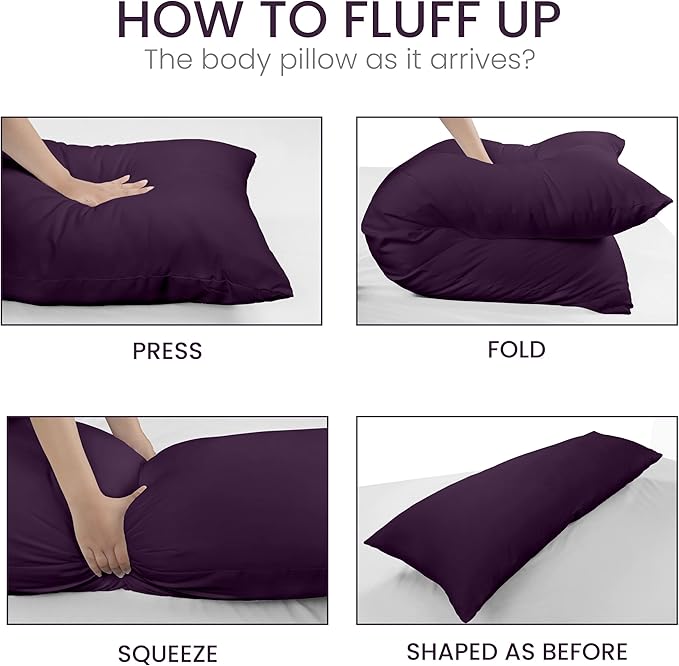 Utopia Bedding Full Body Pillow for Adults (Purple, 20 x 54 Inch, Pack of 06) Long Pillow for Sleeping, Large Pillow Insert for Side Sleepers