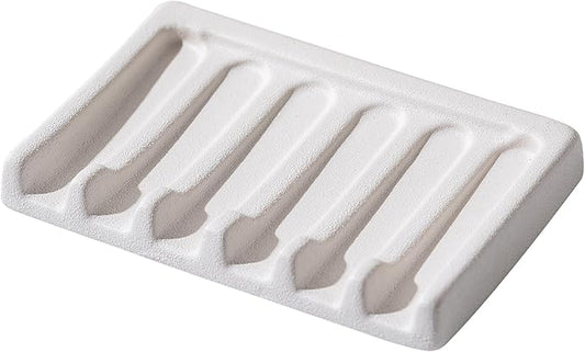Self Draining Premium Ceramic Soap Dish, Bar Soap Holder, Waterfall Soap Dish, Shower Soap Holder Sponge Holder Soap Tray Soap Savers for Bathroom, Shower, Kitchen, Sink and Countertop