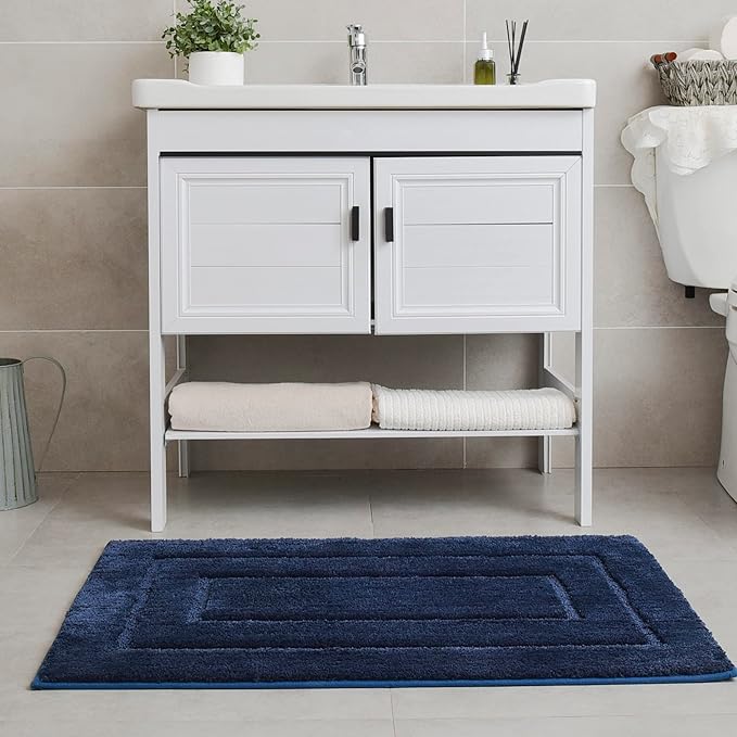 GRANNY SAYS Navy Bathroom Rugs, Bath Mats for Bathroom Non-Slip, Super Soft and Water Absorbent, Microfiber Bath Rugs Washable, Large Bath Rugs for Floor, Tub and Shower, 36" x 24"