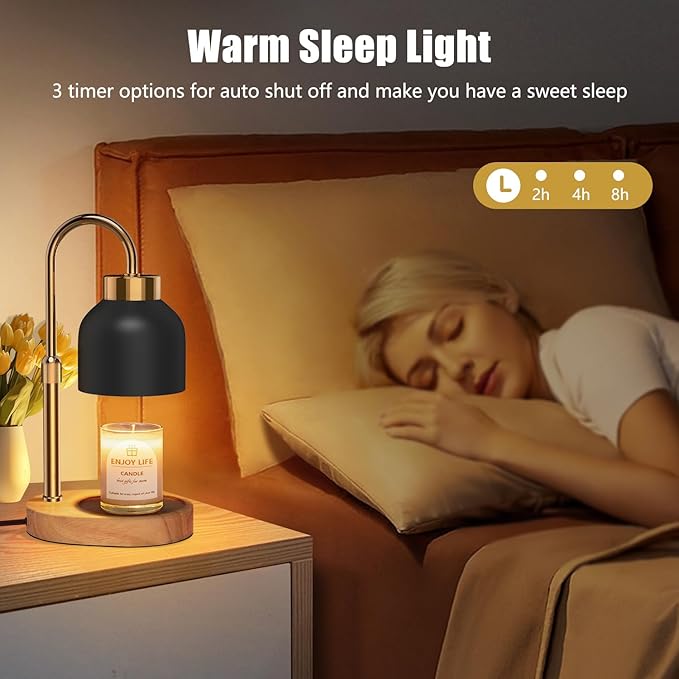 Candle Warmer Lamp with Dimmer Adjustable Height,Mothers Day Gifts,2/4/8H Timer,Vintage Home Decor for Scented Jar with 2 Bulbs