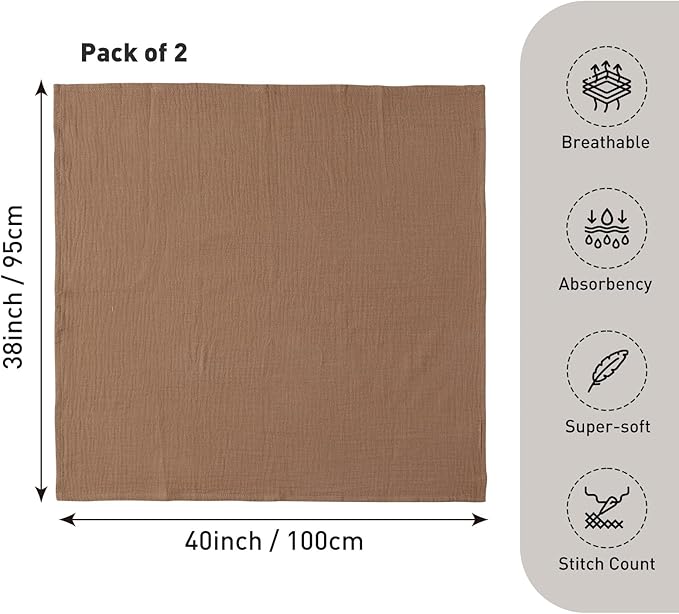GLLQUEN BABY Muslin Swaddle Blankets for Boy and Girl, 2 Pack Neutral Baby Receiving Blankets, Soft and Breathable Newborn Essentials, Registry & Gift