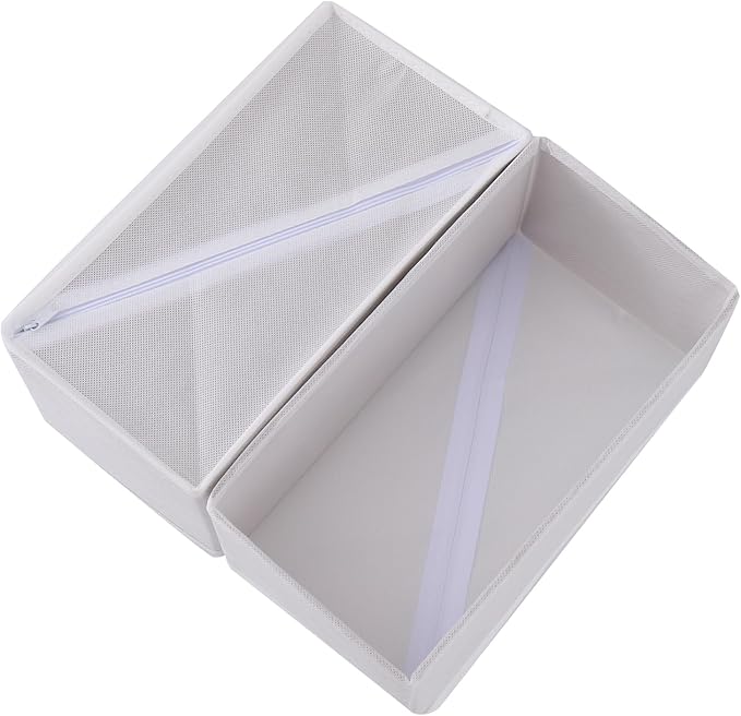 Socks Drawer Organizer Set of 3 Pack Raw White, Underwear Dividers, Closet Cabinet Dresser Wardrobe Storage Boxes for Panties Stockings Leggings