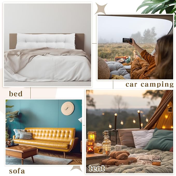 Wenqik Wedge Pillow Triangular Dorm Headboard Bed Rest Reading Backrest Back Support Long Bolster Pillow with Removable Cover for Dorm Room Supplies(White,Queen (59 x 20 x 8 Inch))