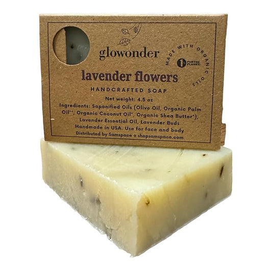 1 Pack Lavender Flowers Handmade Organic Bar Soap for Face and Body - Moisturizing, All-Natural, Cruelty-Free - Botanical Ingredients - Shower, Bath, Hand Soaps, Gifts - 4.5 oz