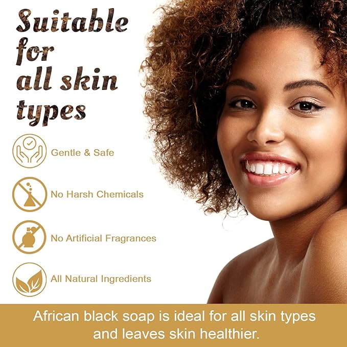 It's Pure Natural African Black Soap Bars with Coconut Oil (Pack of 3) Organic Raw Soap for Face & Body, Acne Treatment & Dark Spot Remover [Made in Ghana]