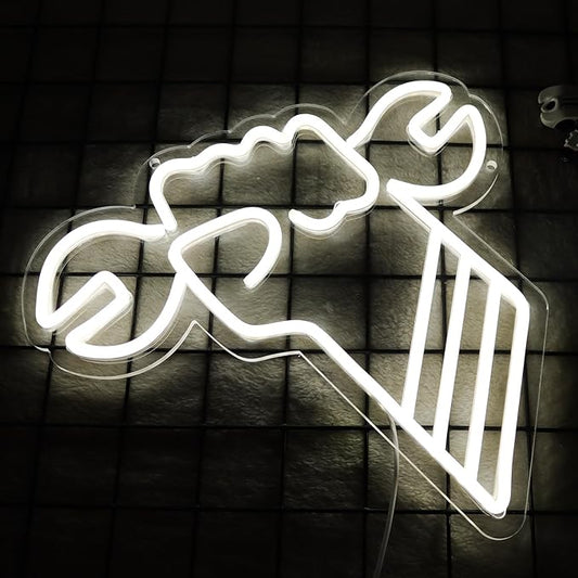 JFLLamp Wrench Garage Neon Signs for Wall Decor Neon Lights for Bedroom Led Business Signs Suitable for Garage Christmas Birthday Party Unique Gift for Lover, 5V Power Adapter, 12.2*13.1 Inch (White)