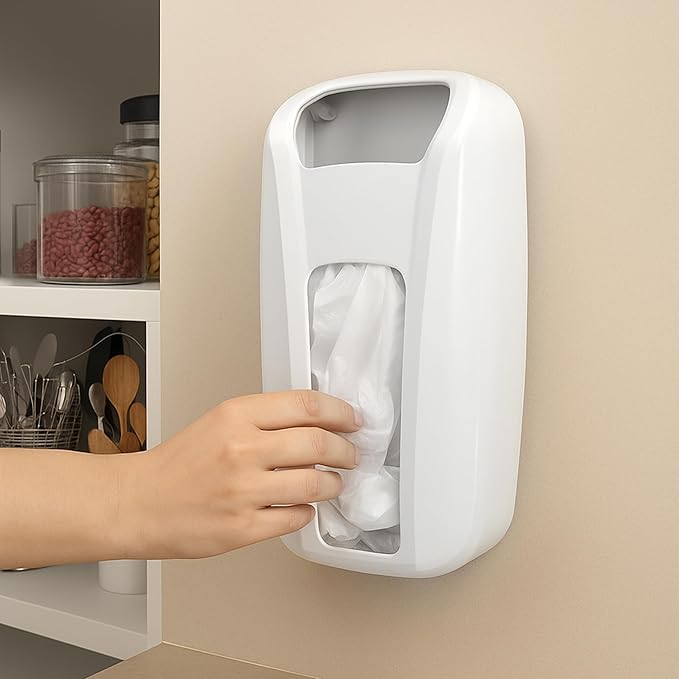 KICHLY Plastic Bag Holder For Grocery Bags, Durable Plastic Bag Organizer Wall Mount, Storage Organizer & Saver for Grocery, Shopping & Trash Bags, White