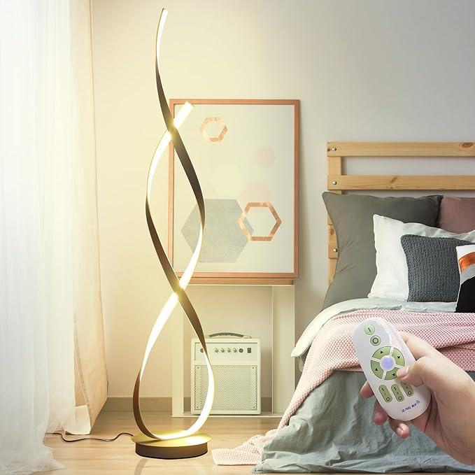 40W 4000LM 54.3 inches Black Floor Lamp for Living Room Bedroom with 3 Color Temperature Remote Control (Black)