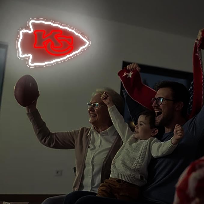 Chief Neon Sign for Wall Decor Football Led Sign for Man Cave Birthday Gifts for Football Fans Football Team Light Up Sign for Party Club Dorm Bar Decor Size16.1 * 10.6In(ZYLD144)